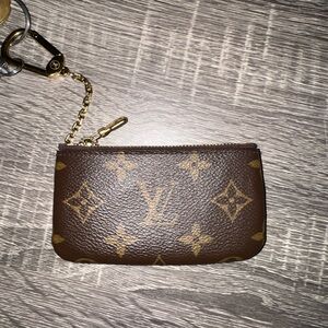 Louis Vuitton Brown Monogram Key Pouch with Gold Accents